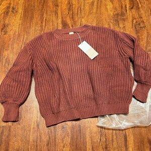 NWT Goumi Kids Hot Cocoa Chunky Knit Sweater SZ S/M Red Pullover Oversized Women